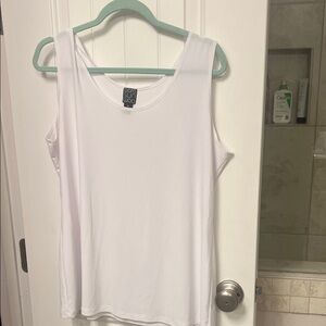 Clara Sun Woo White Scoop Neck Sleeveless Tank